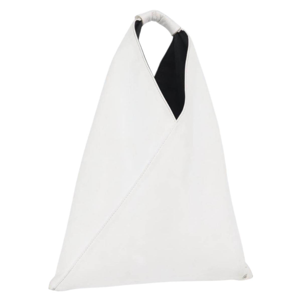Maison Margiela Hand Bag Leather White Auth mr2179