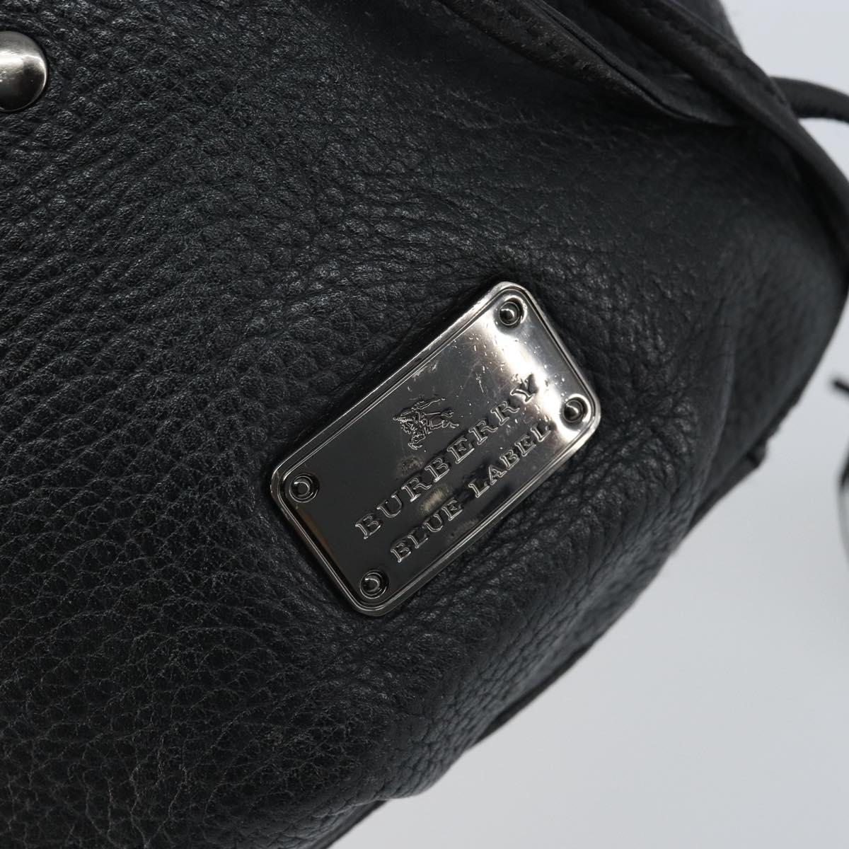 BURBERRY Blue Label Shoulder Bag Leather Black Silver Auth mr2180