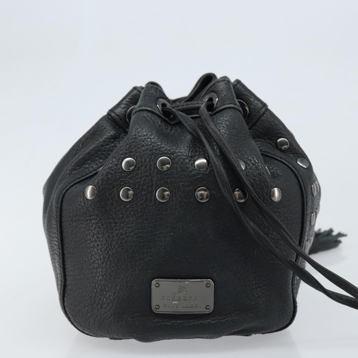 BURBERRY Blue Label Shoulder Bag Leather Black Silver Auth mr2180