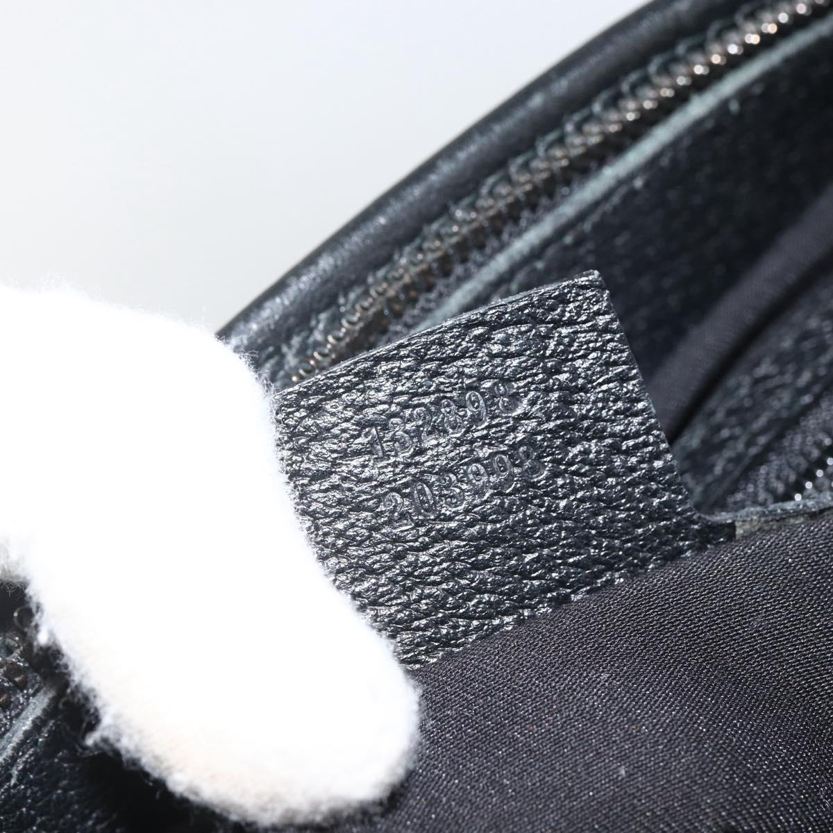 GUCCI GG Canvas Web Sherry Line Tote Bag Black Silver 132898 Auth mr2181