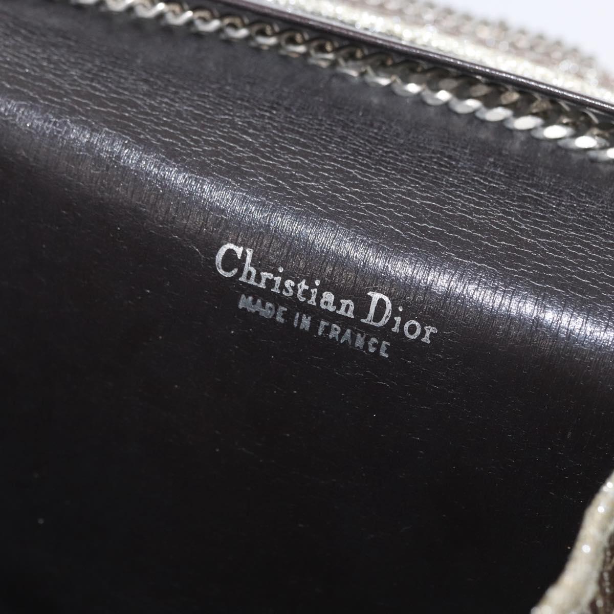 Christian Dior Trotter Canvas Chain Shoulder Bag Gold Auth mr2183