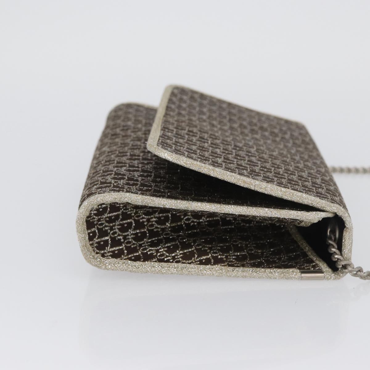 Christian Dior Trotter Canvas Chain Shoulder Bag Gold Auth mr2183