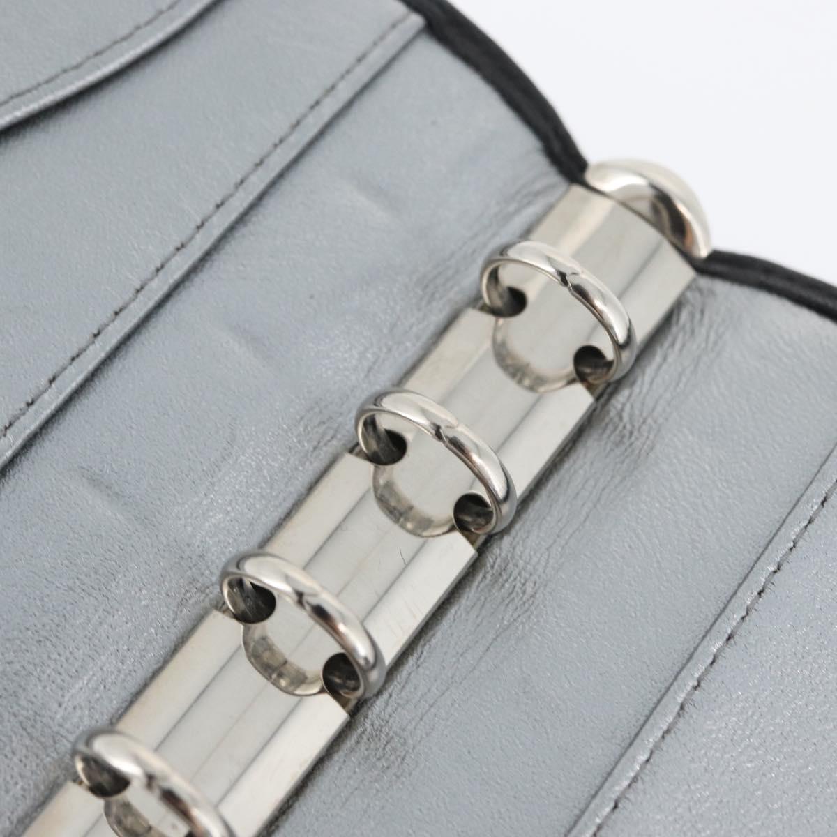 CHANEL Mademoiselle Agenda Day Planner Cover Leather Silver Black CC Auth mr2185