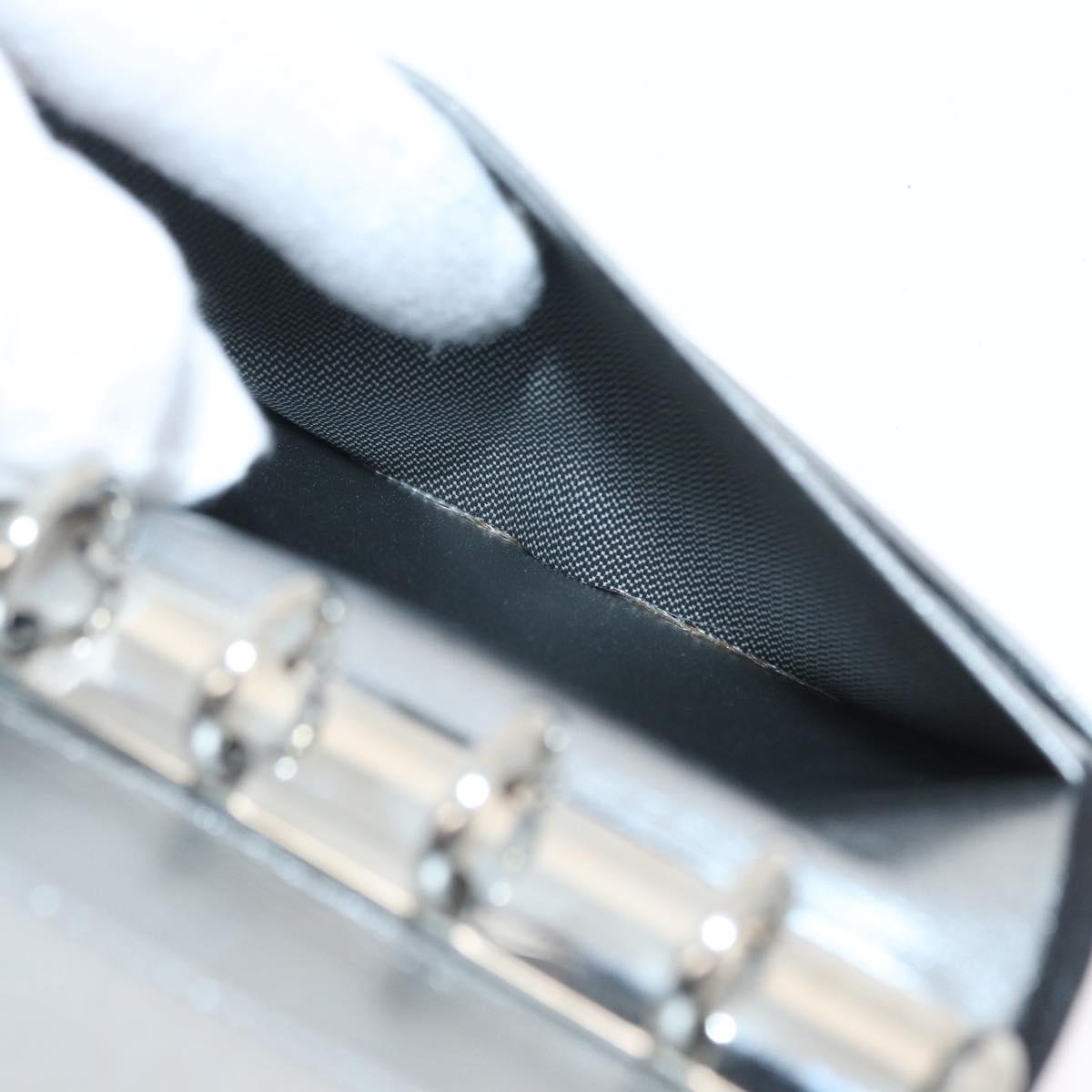 CHANEL Mademoiselle Agenda Day Planner Cover Leather Silver Black CC Auth mr2185