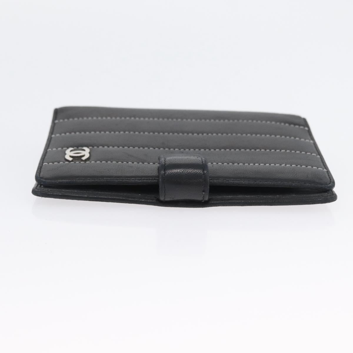 CHANEL Mademoiselle Agenda Day Planner Cover Leather Silver Black CC Auth mr2185