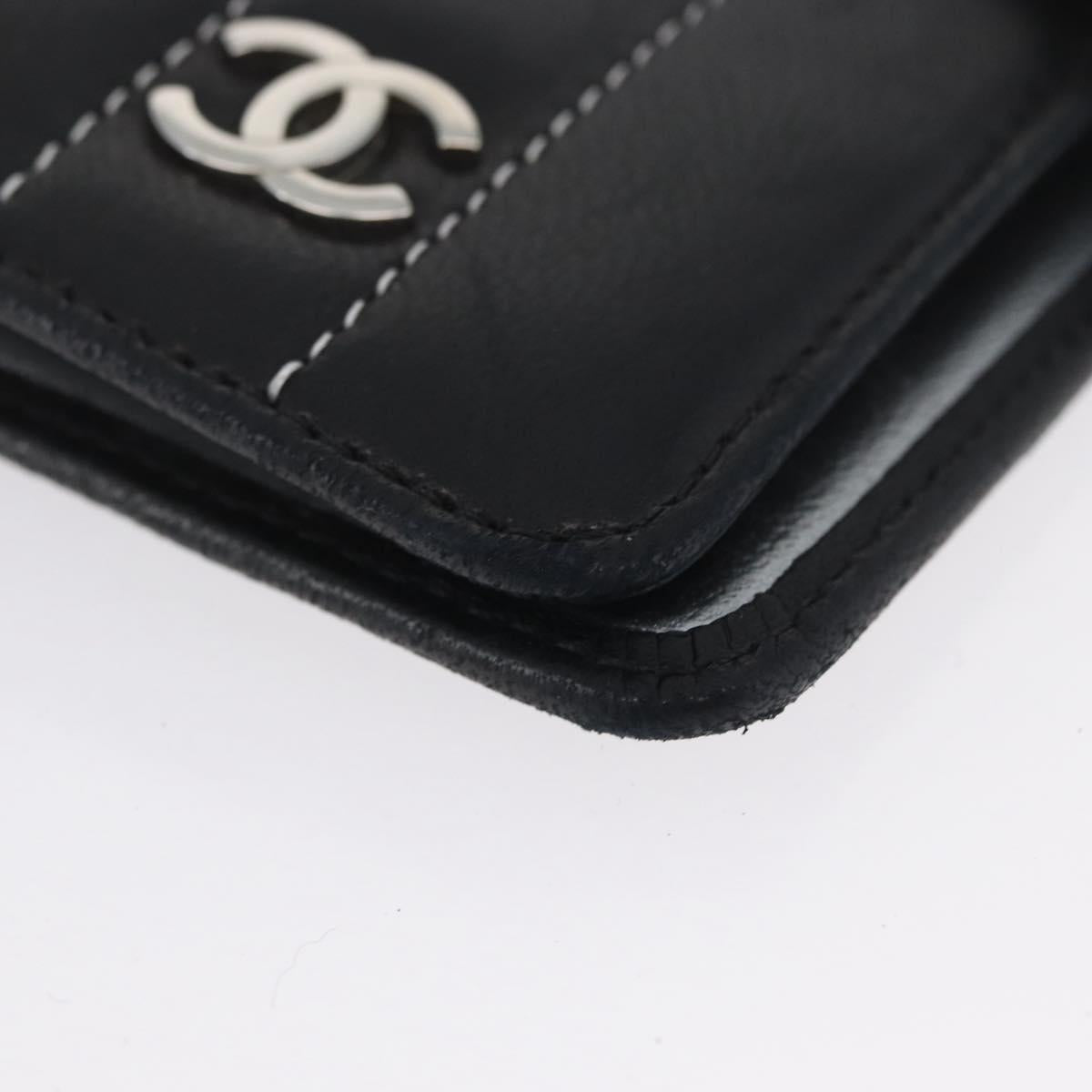 CHANEL Mademoiselle Agenda Day Planner Cover Leather Silver Black CC Auth mr2185