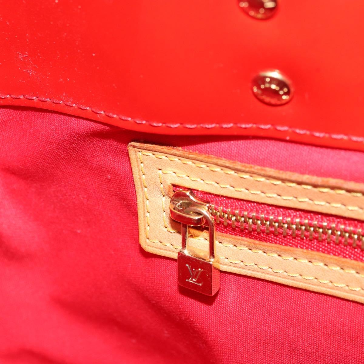 LOUIS VUITTON Monogram Vernis Reade PM Hand Bag Red Rouge M91088 LV Auth mr2188