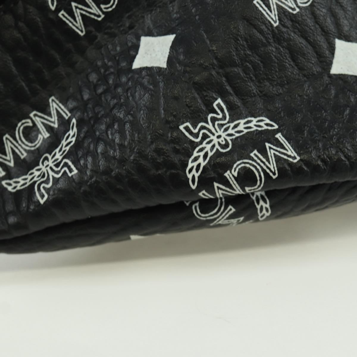 MCM Vicetos Logogram Body Bag Leather Black Silver Auth mr2198V