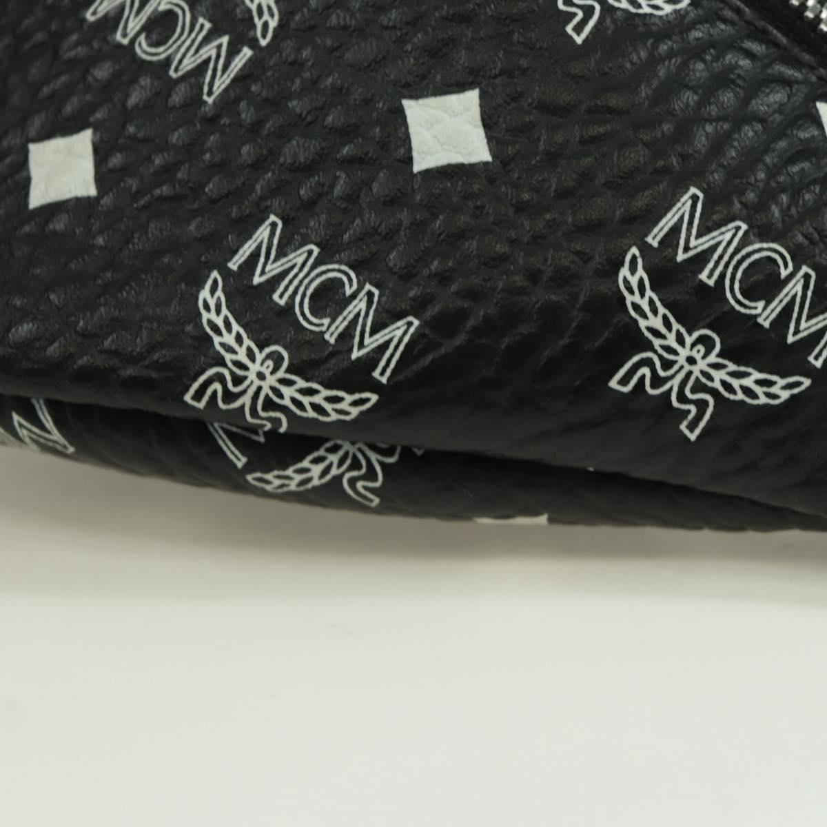 MCM Vicetos Logogram Body Bag Leather Black Silver Auth mr2198V