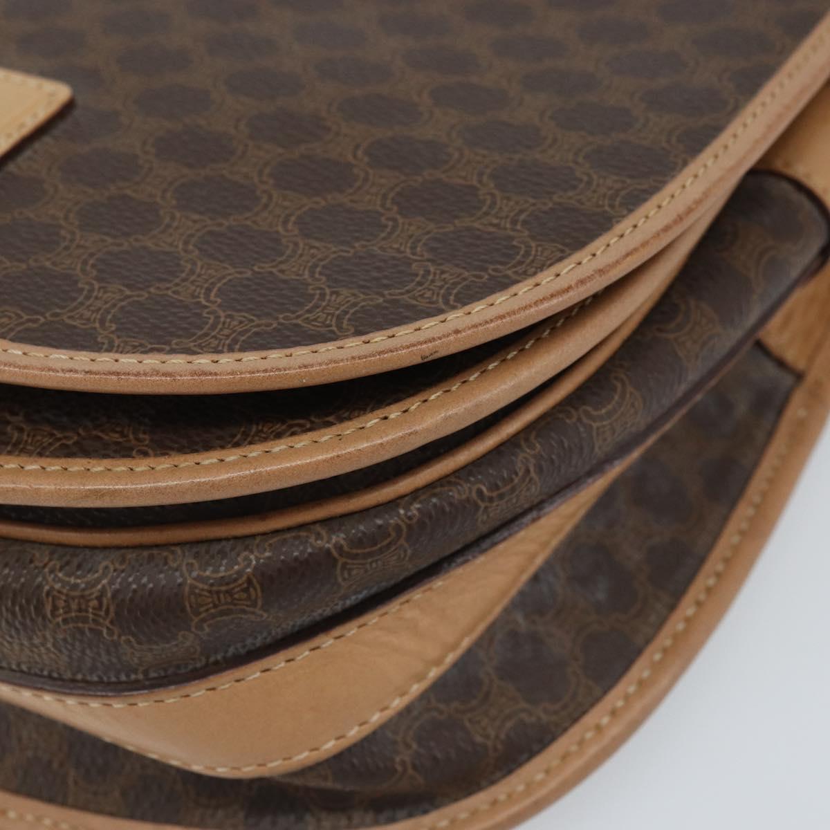 CELINE Macadam Canvas Shoulder Bag PVC Leather Brown Gold Auth mr2202