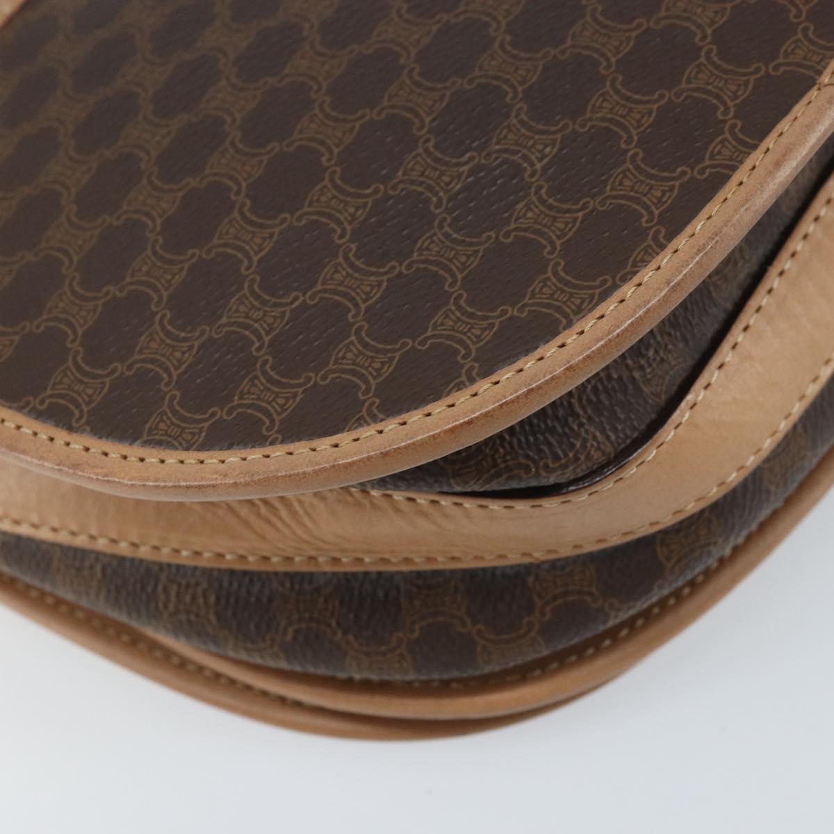 CELINE Macadam Canvas Shoulder Bag PVC Leather Brown Gold Auth mr2202