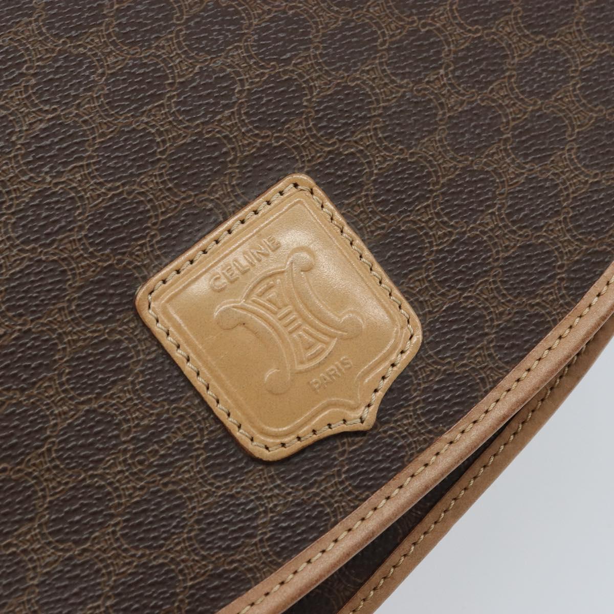 CELINE Macadam Canvas Shoulder Bag PVC Leather Brown Gold Auth mr2202