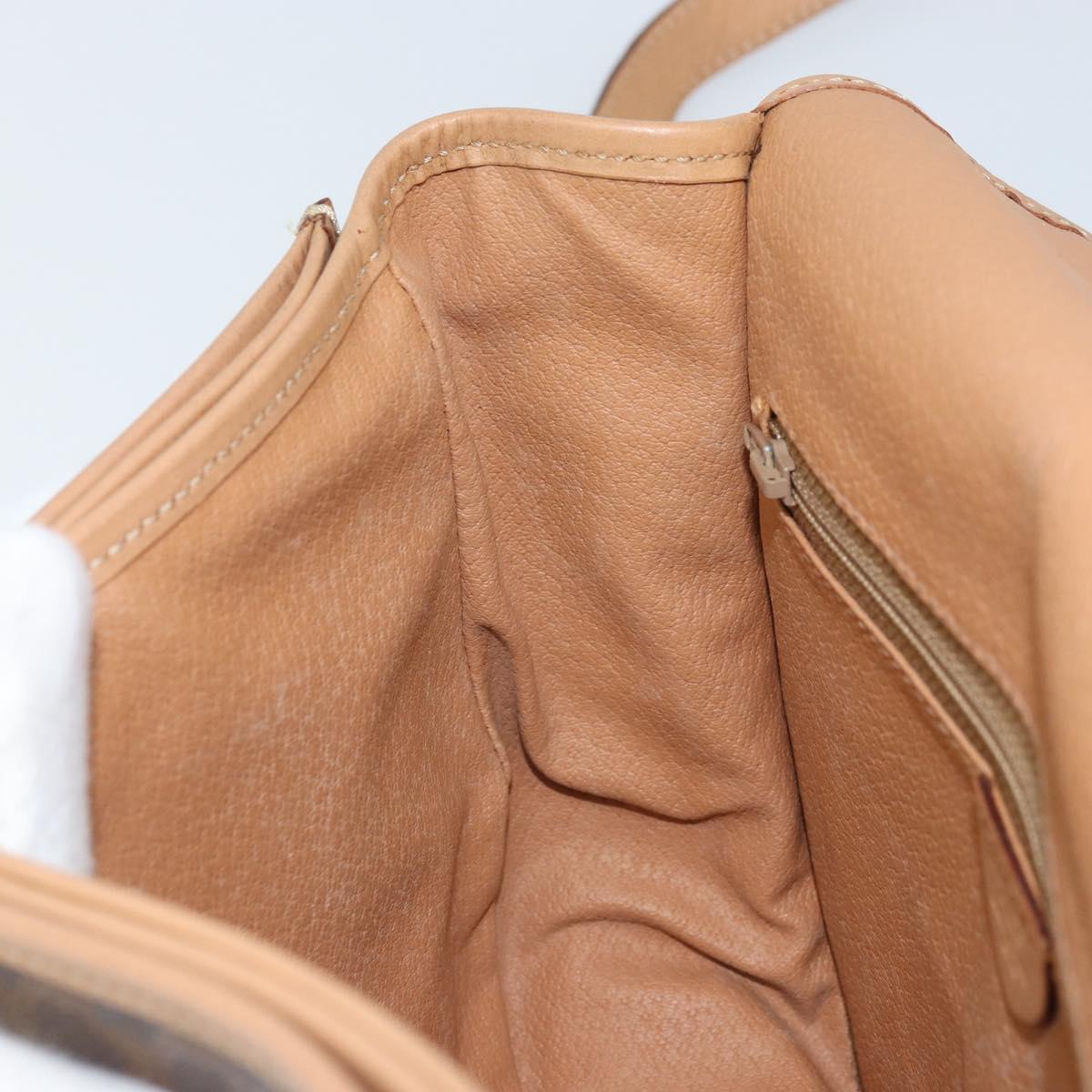 CELINE Macadam Canvas Shoulder Bag PVC Leather Brown Gold Auth mr2202