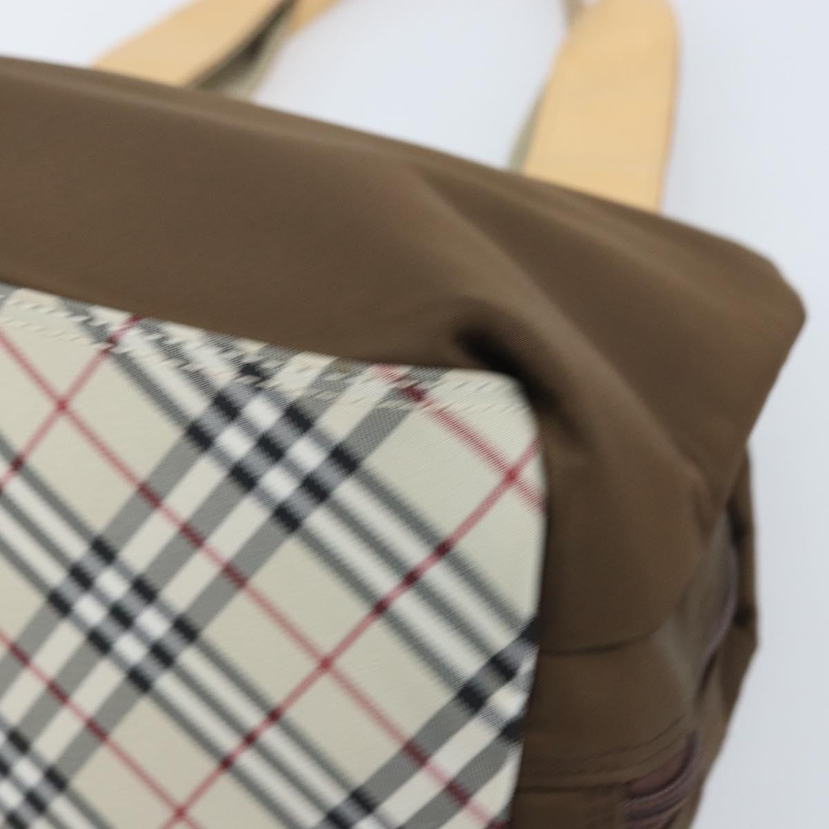 BURBERRY Hand Bag Nylon Brown Silver Auth mr2204