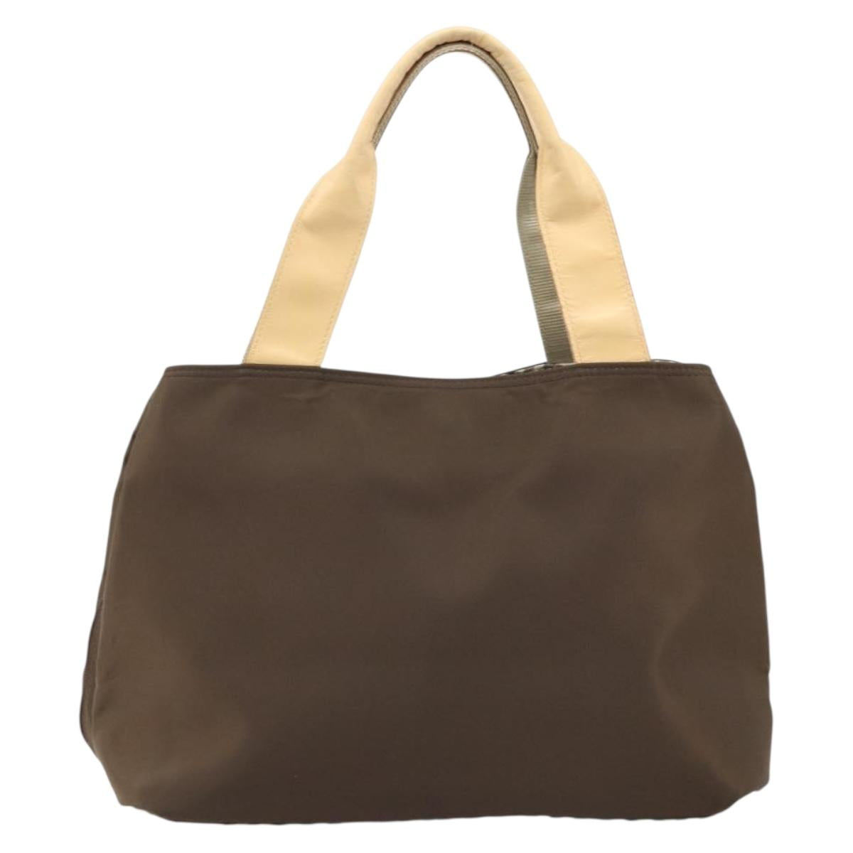 BURBERRY Hand Bag Nylon Brown Silver Auth mr2204