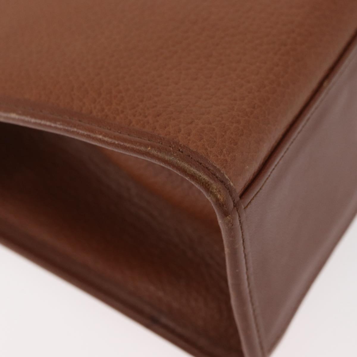 Burberrys Hand Bag Leather 2way Brown Silver Auth mr2205