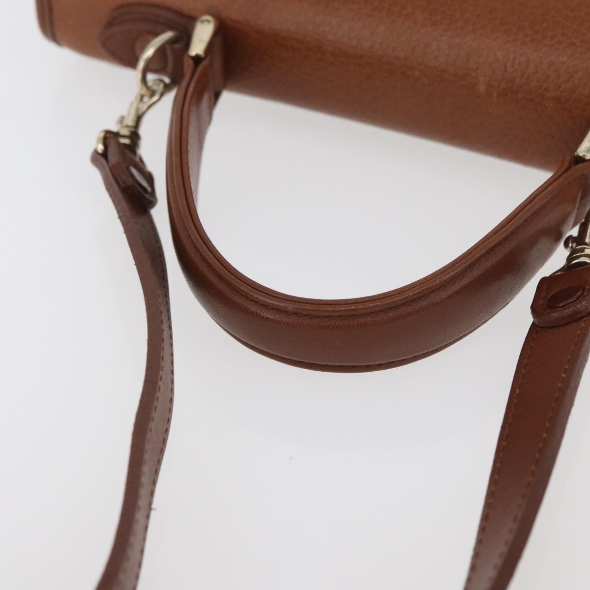 Burberrys Hand Bag Leather 2way Brown Silver Auth mr2205