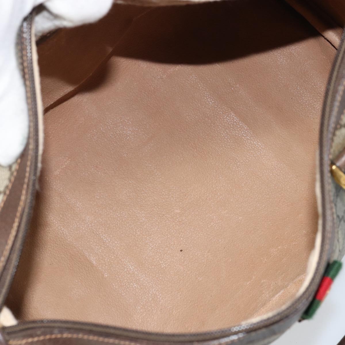 GUCCI GG Supreme Web Sherry Line Boston Bag PVC Beige Gold 40 02 007 Auth mr2206