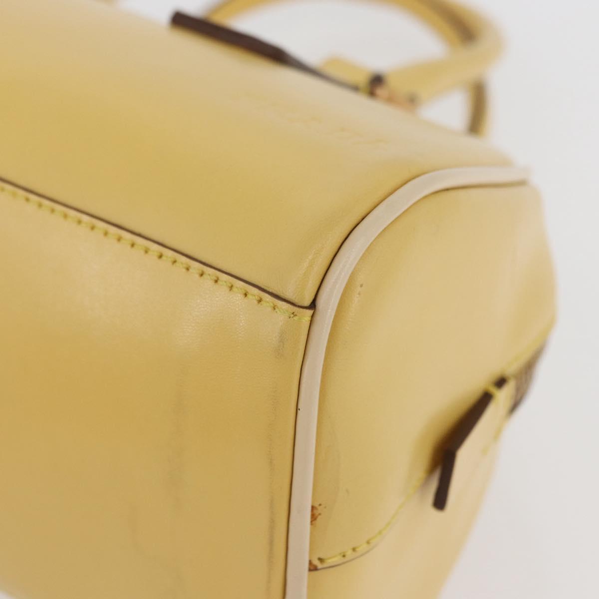 PRADA Hand Bag Leather Yellow Gold Auth mr2207