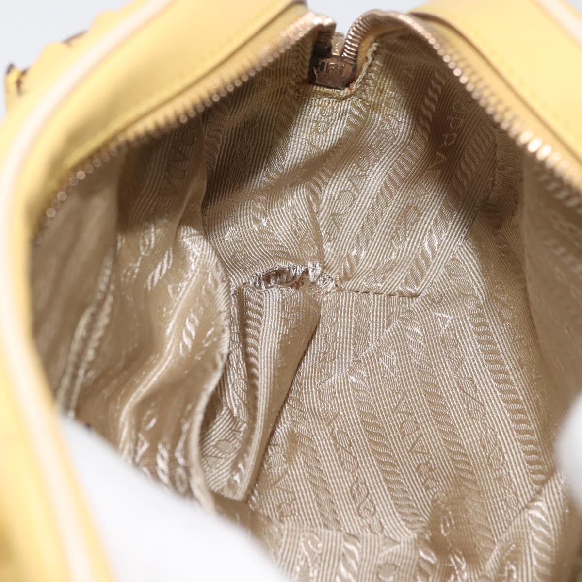 PRADA Hand Bag Leather Yellow Gold Auth mr2207