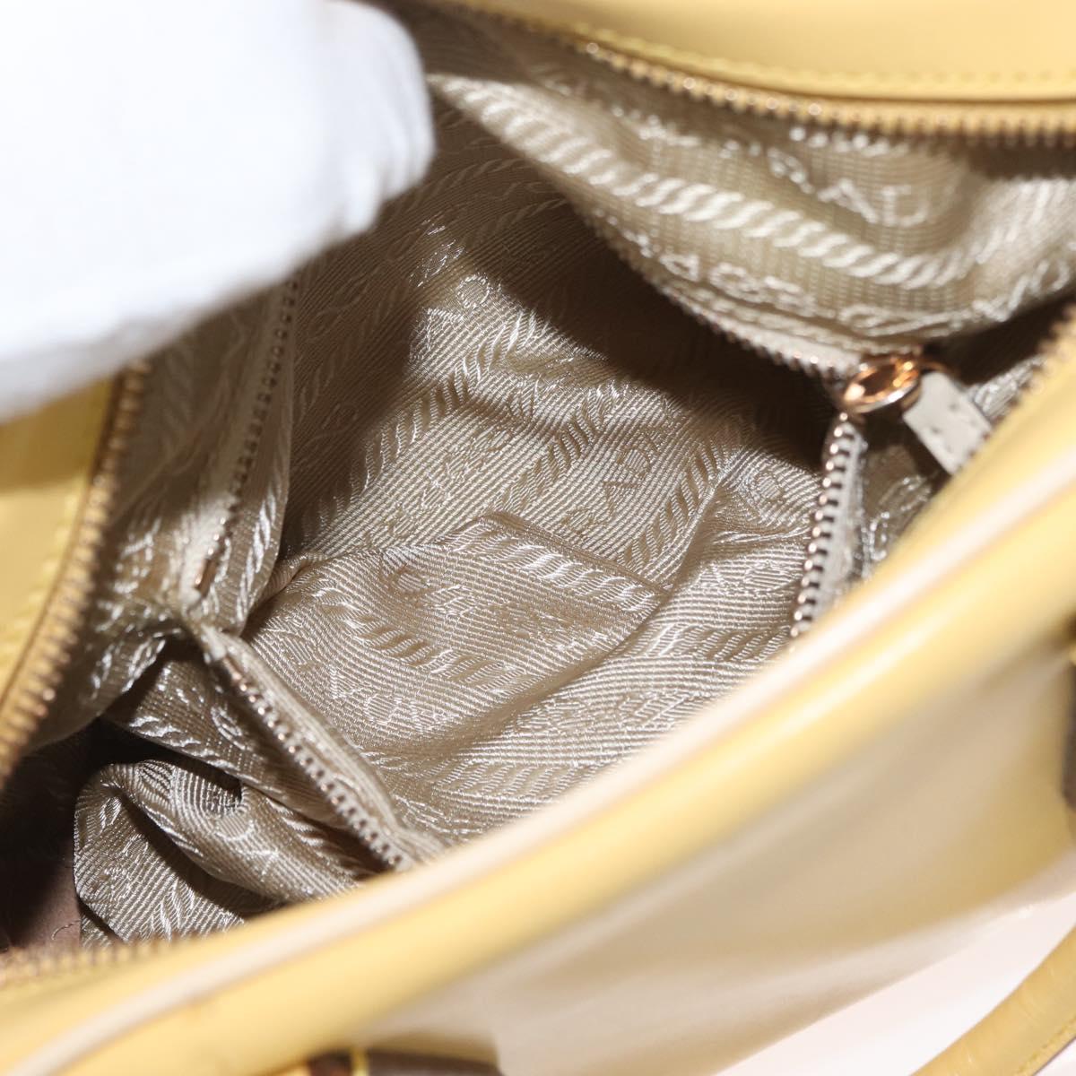 PRADA Hand Bag Leather Yellow Gold Auth mr2207