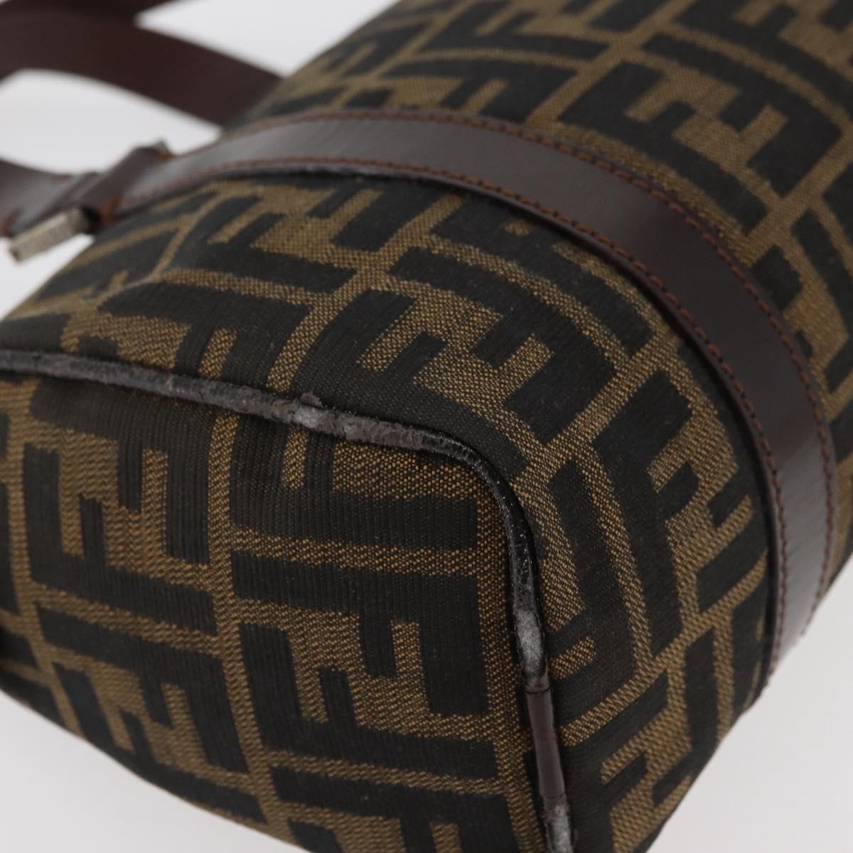 FENDI Zucca Canvas Hand Bag Black Brown Auth mr2208