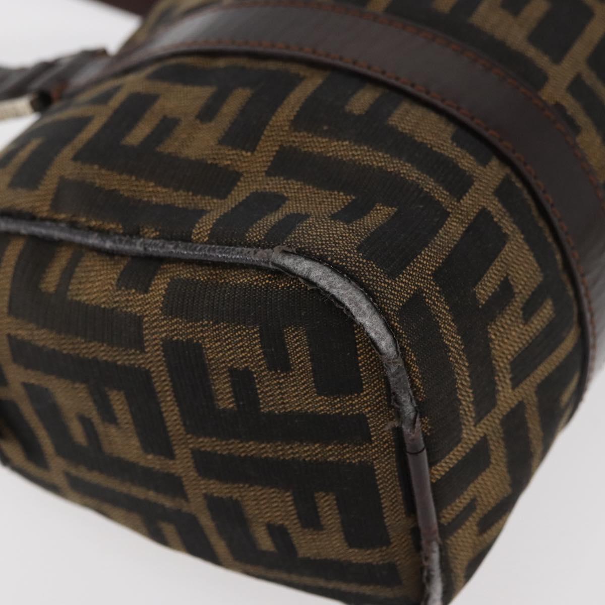 FENDI Zucca Canvas Hand Bag Black Brown Auth mr2208