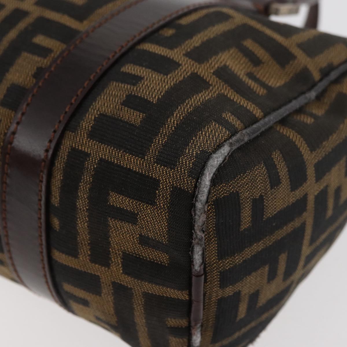FENDI Zucca Canvas Hand Bag Black Brown Auth mr2208
