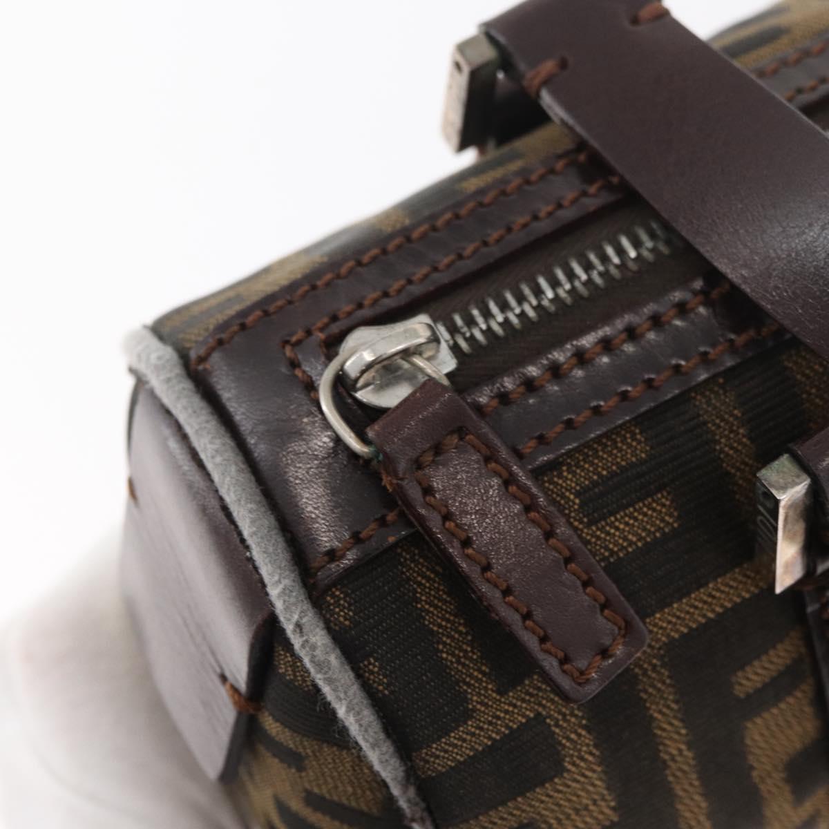 FENDI Zucca Canvas Hand Bag Black Brown Auth mr2208