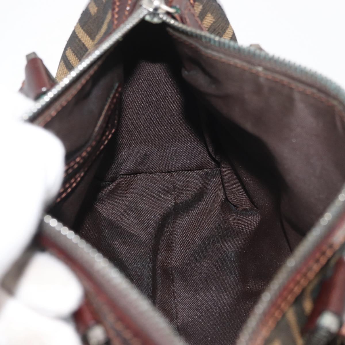 FENDI Zucca Canvas Hand Bag Black Brown Auth mr2208