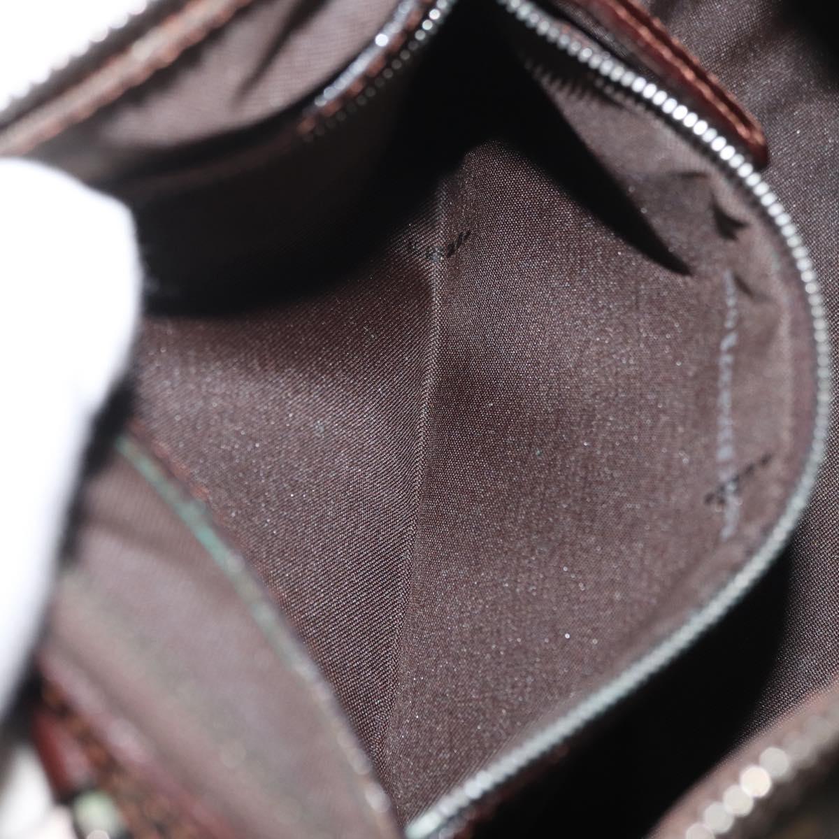 FENDI Zucca Canvas Hand Bag Black Brown Auth mr2208