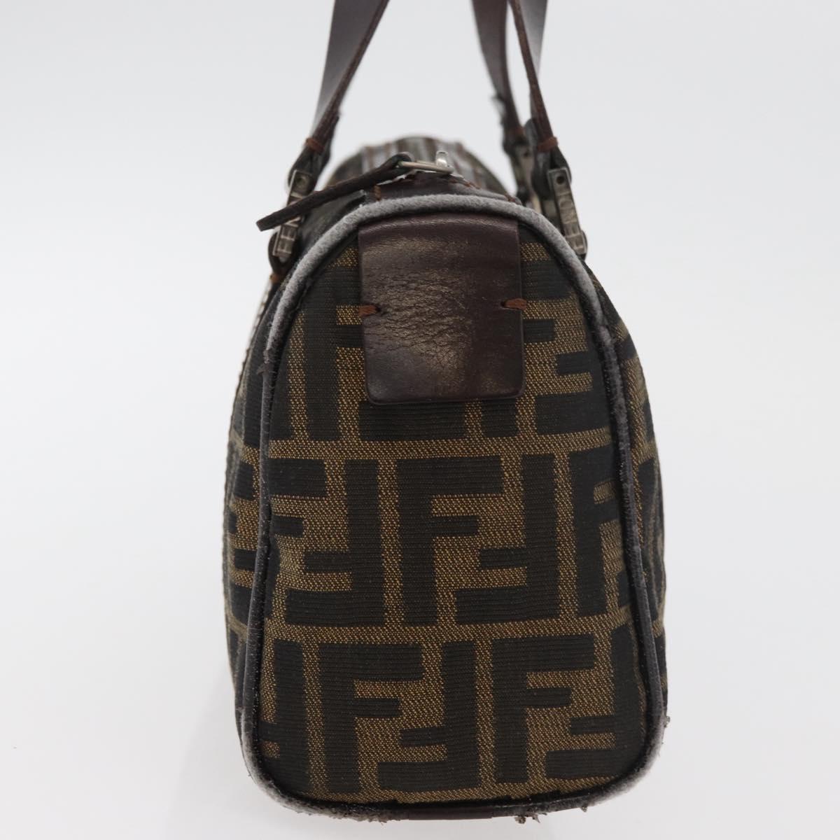 FENDI Zucca Canvas Hand Bag Black Brown Auth mr2208