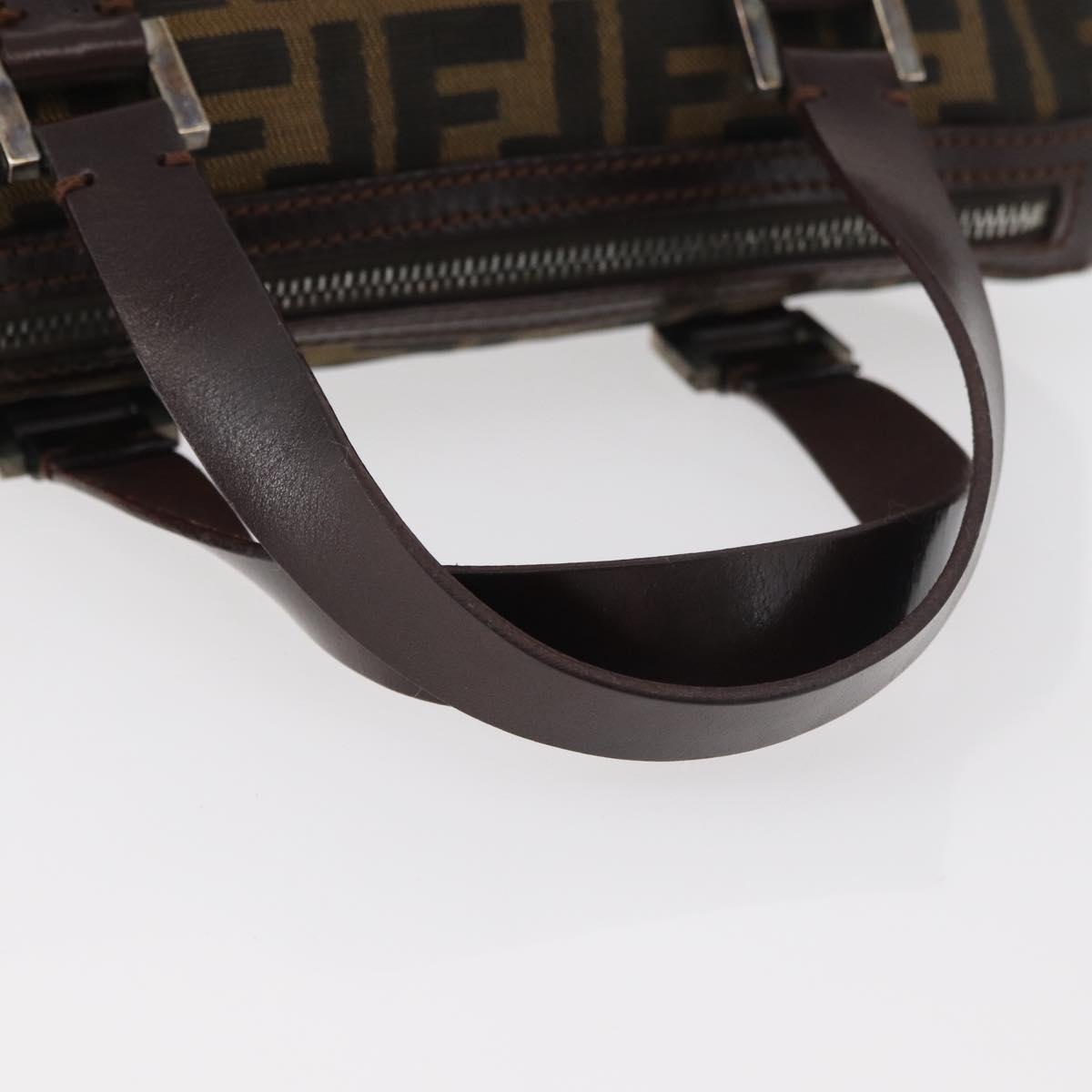 FENDI Zucca Canvas Hand Bag Black Brown Auth mr2208
