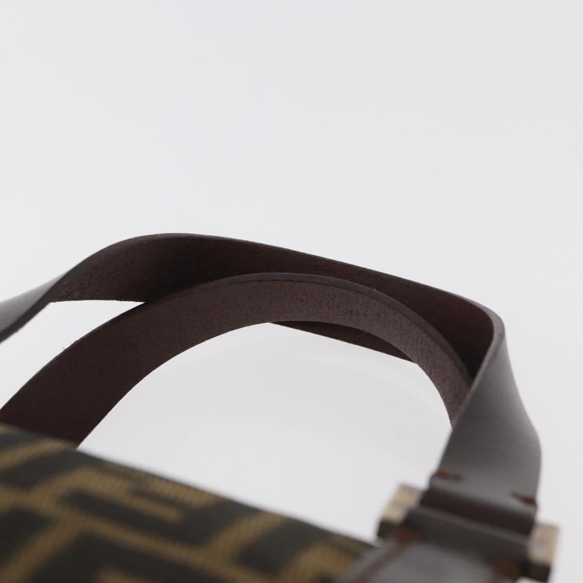 FENDI Zucca Canvas Hand Bag Black Brown Auth mr2208