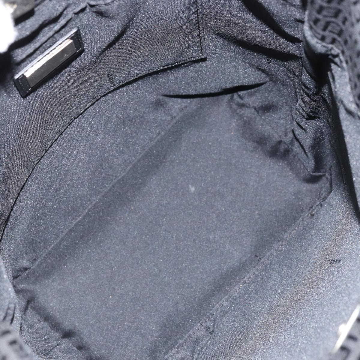 FENDI Zucchino Canvas Tote Bag Black Silver Auth mr2209