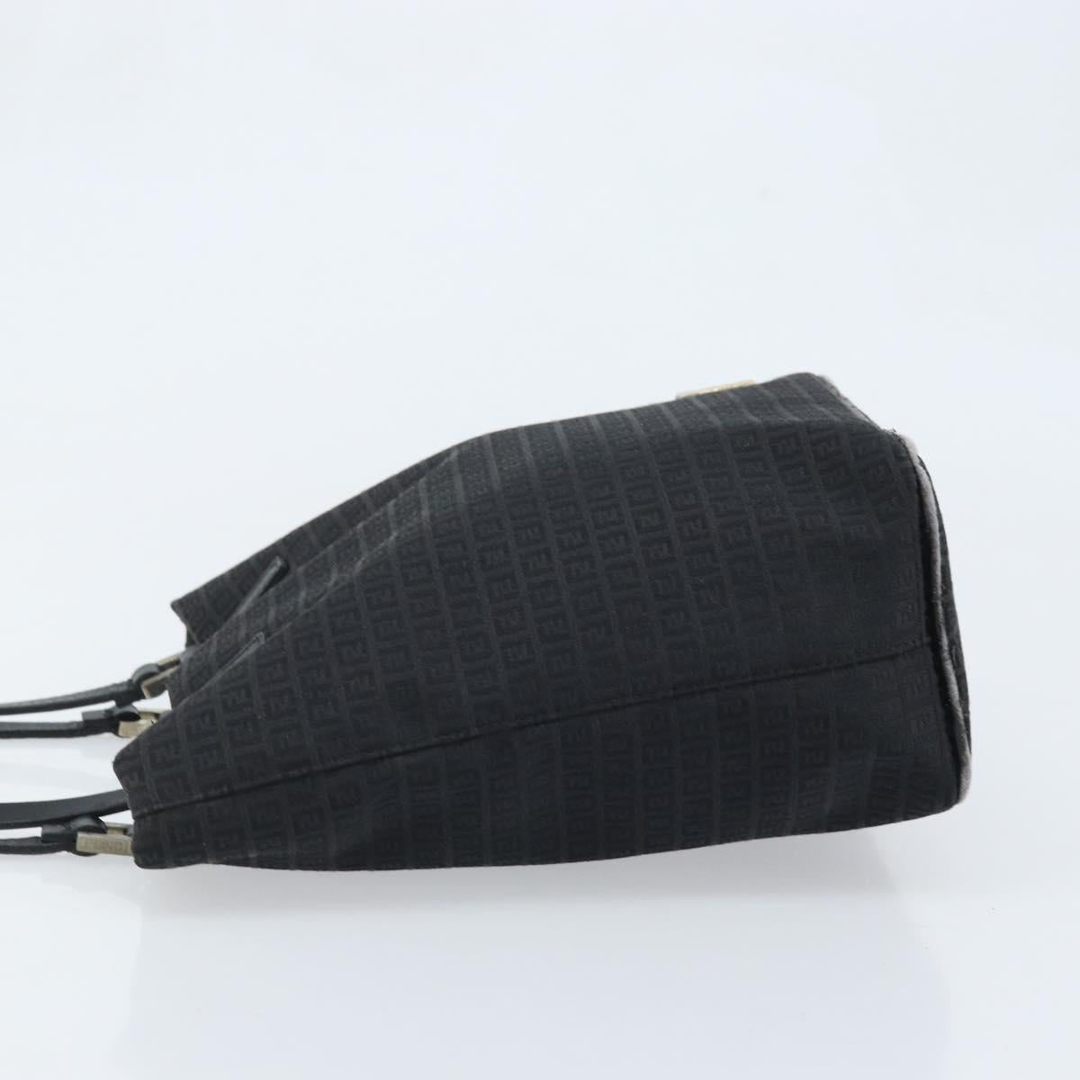 FENDI Zucchino Canvas Tote Bag Black Silver Auth mr2209