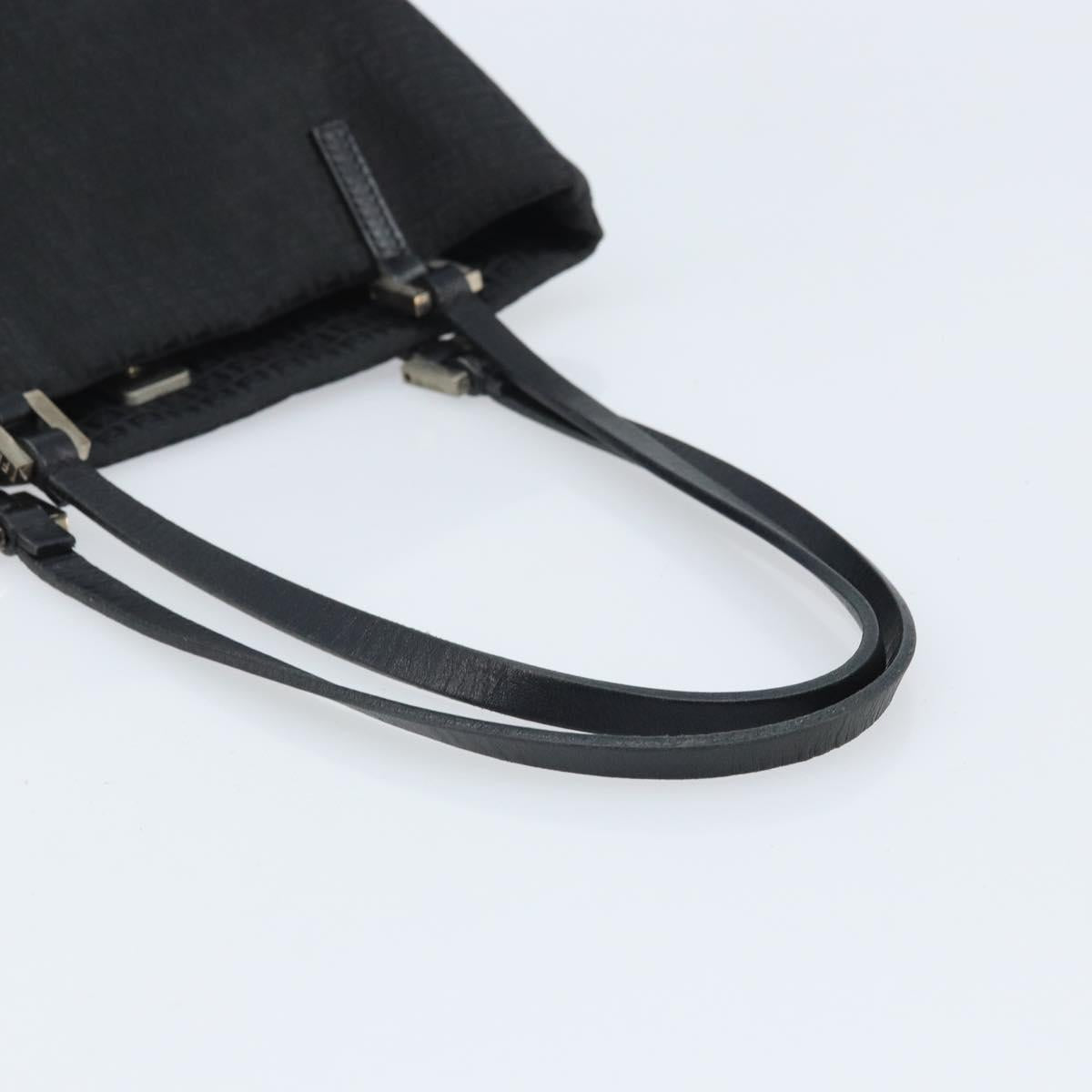 FENDI Zucchino Canvas Tote Bag Black Silver Auth mr2209