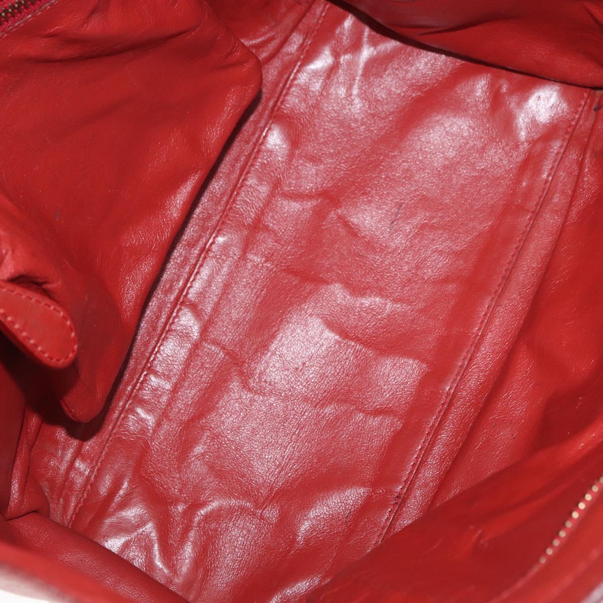 CELINE Micro Shopper Hand Bag Leather Red Gold Auth mr2211
