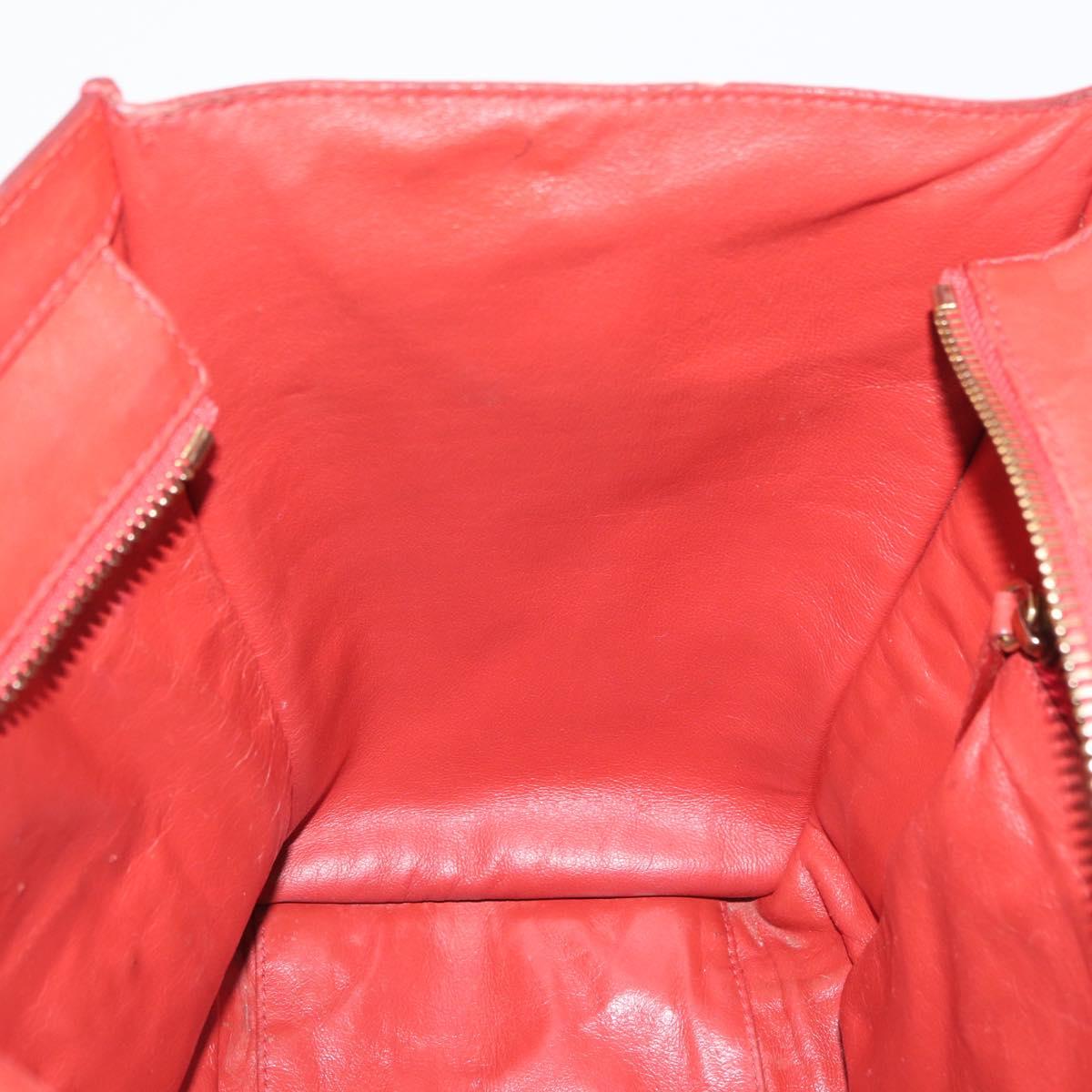 CELINE Micro Shopper Hand Bag Leather Red Gold Auth mr2211