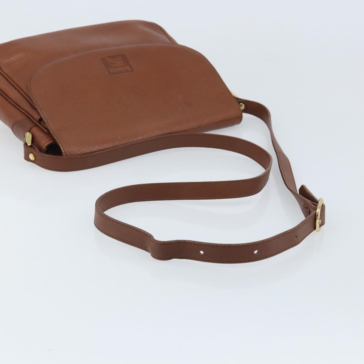 Burberrys Shoulder Bag Leather 2way Brown Gold Auth mr2215