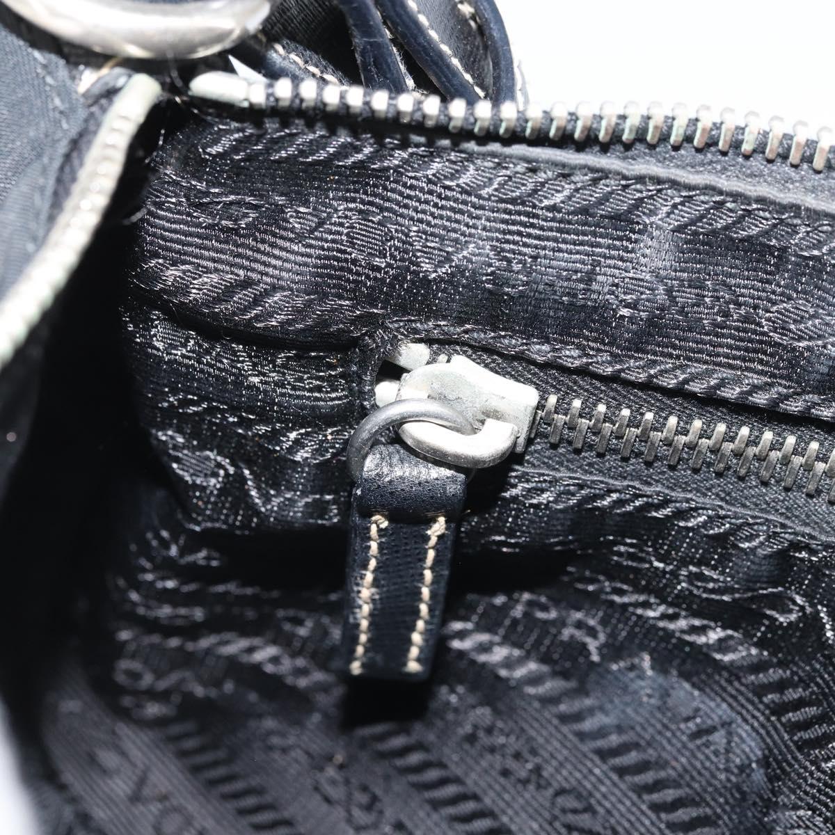 PRADA Shoulder Bag Nylon Black Silver Auth mr2217A