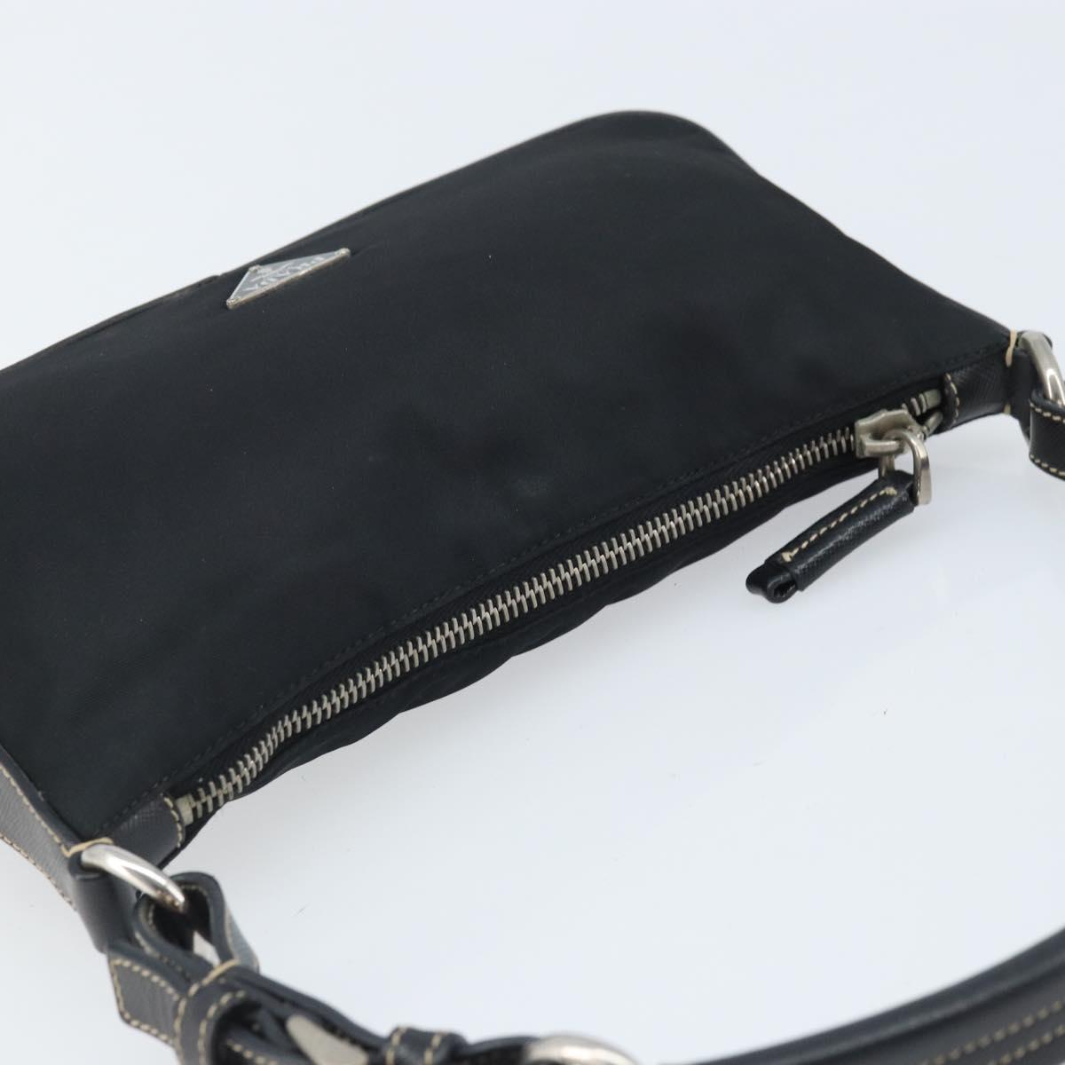 PRADA Shoulder Bag Nylon Black Silver Auth mr2217A