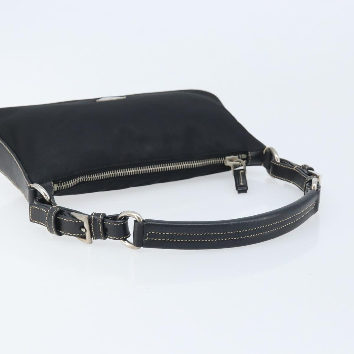 PRADA Shoulder Bag Nylon Black Silver Auth mr2217A