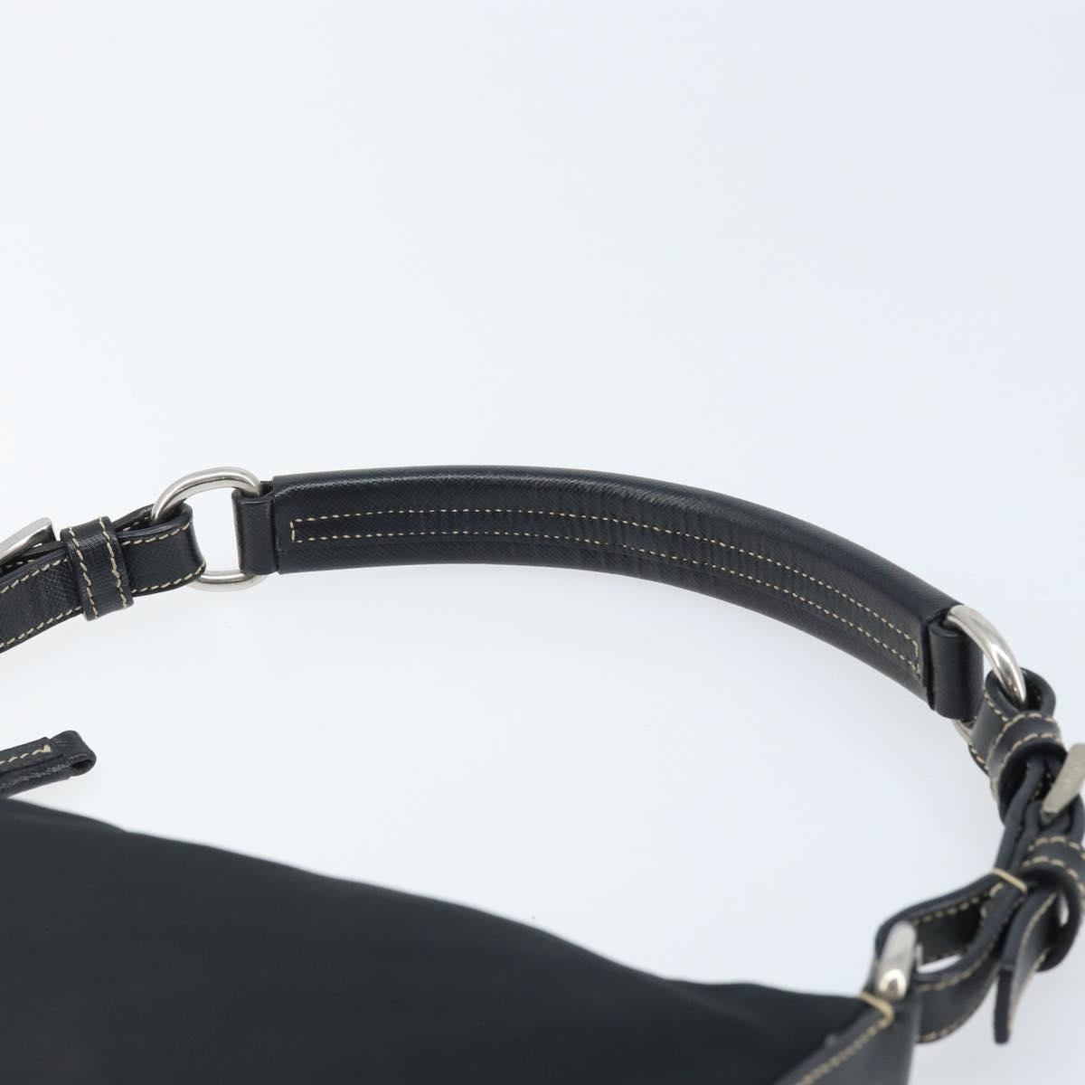PRADA Shoulder Bag Nylon Black Silver Auth mr2217A