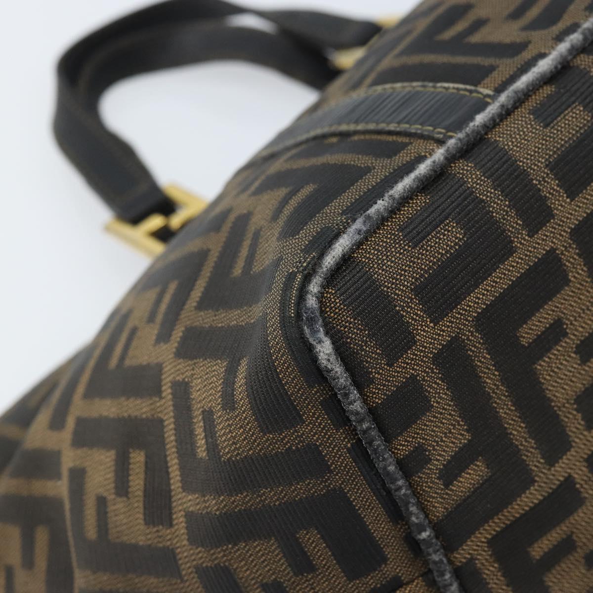 FENDI Zucca Canvas Hand Bag Brown Black Auth mr2221