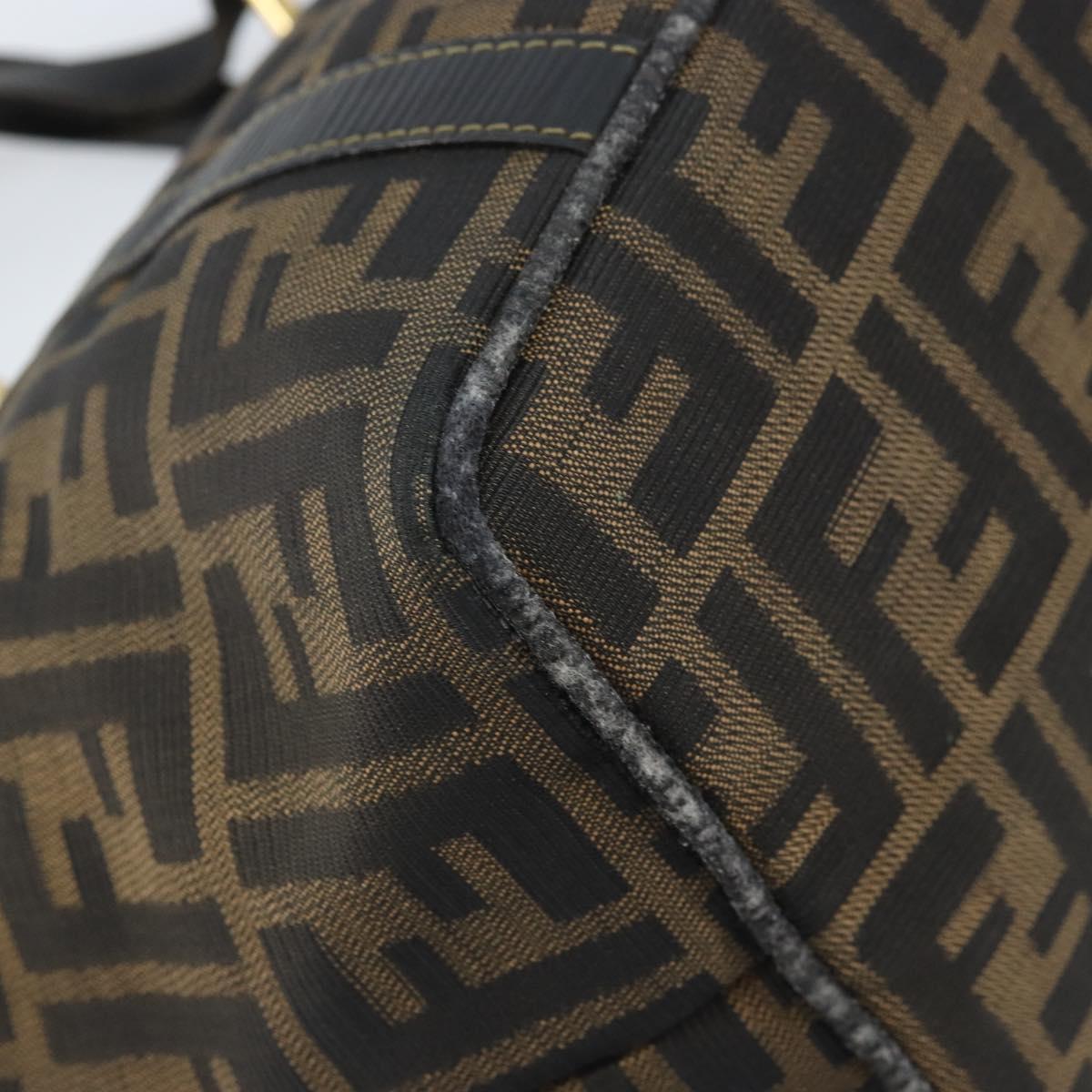 FENDI Zucca Canvas Hand Bag Brown Black Auth mr2221