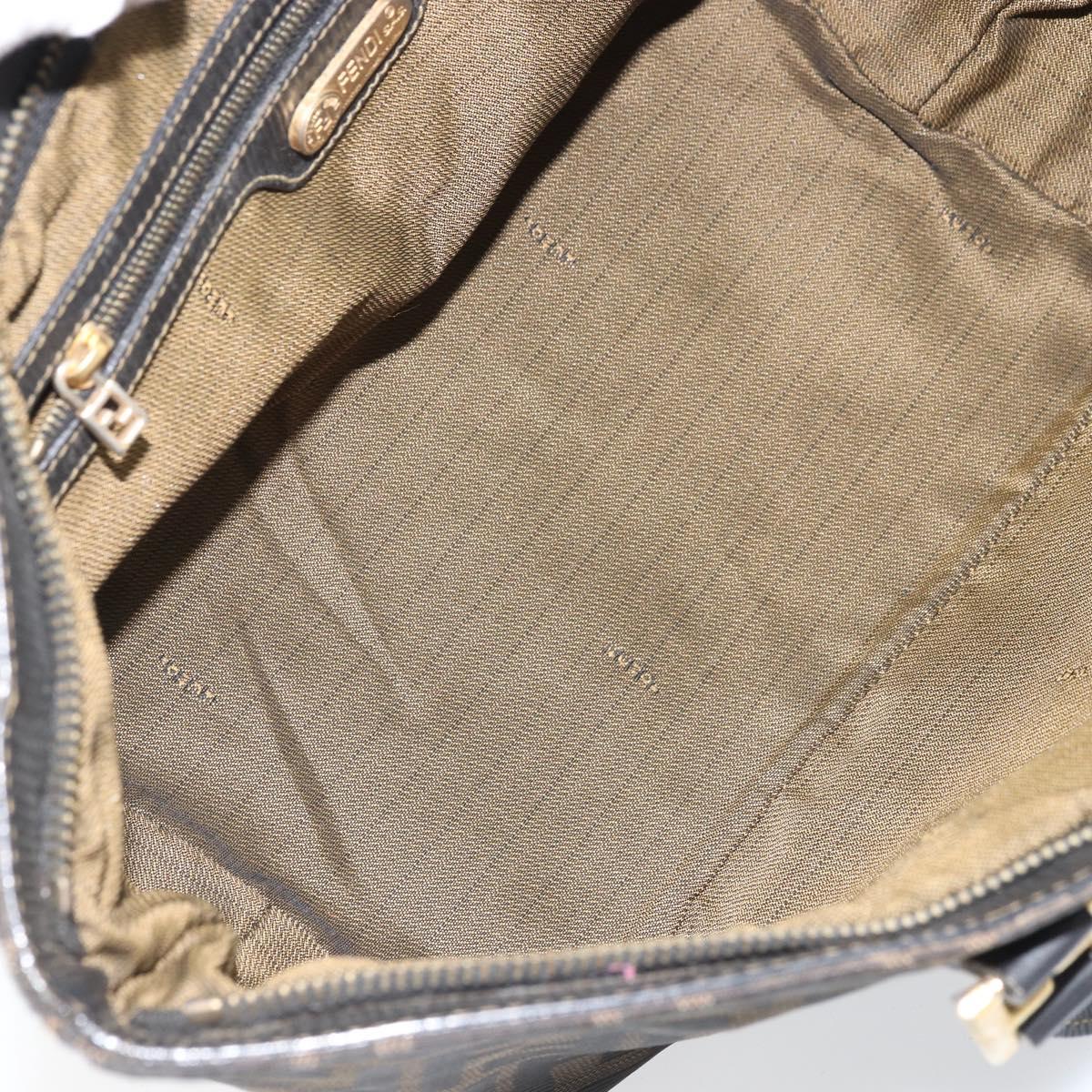 FENDI Zucca Canvas Hand Bag Brown Black Auth mr2221