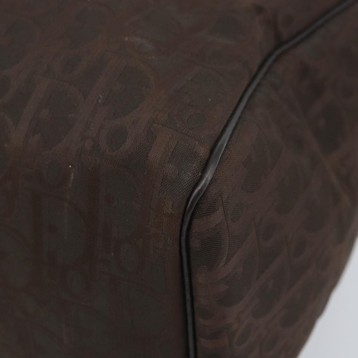 Christian Dior Trotter Canvas Hand Bag Brown Gold Auth mr2225A