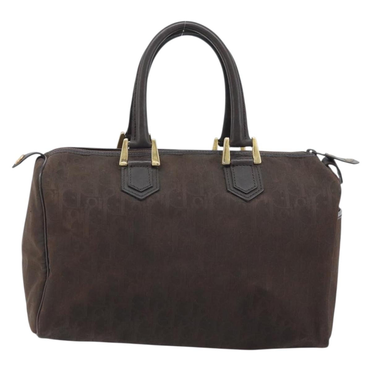Christian Dior Trotter Canvas Hand Bag Brown Gold Auth mr2225A