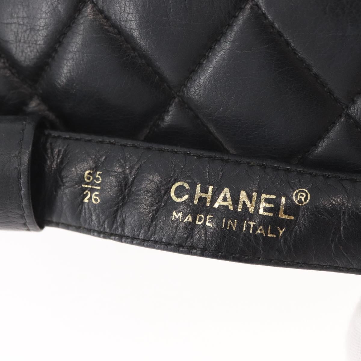 CHANEL Matelasse Waist bag Lamb Skin Black Gold CC Auth mr2227